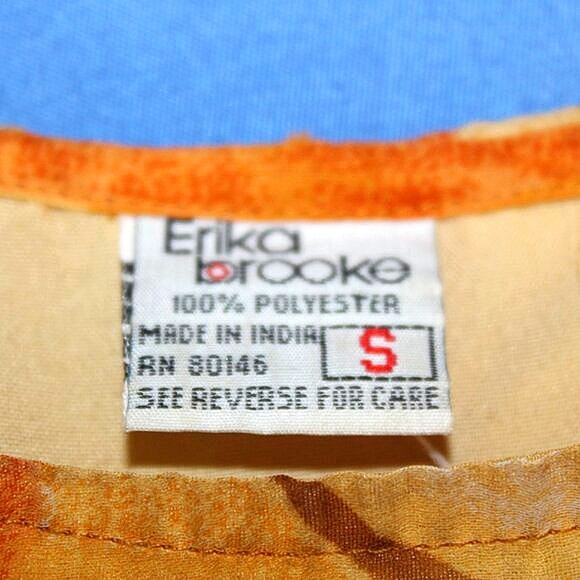 Erika Brooke Sleeveless Top - Women's Size S - Plaid & Leaf Print - Gold Tones - Picture 4 of 4